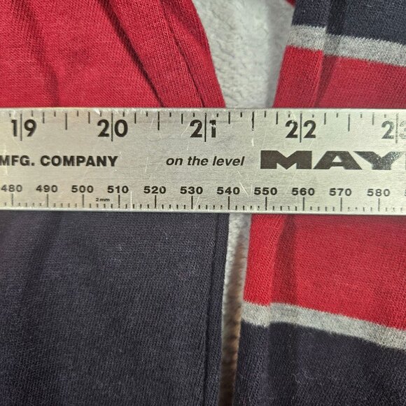 NWT St. Johns Bay Sueded Jersey Men's M Red Navy Striped Long Sleeve Polo Shirt - Picture 8 of 11